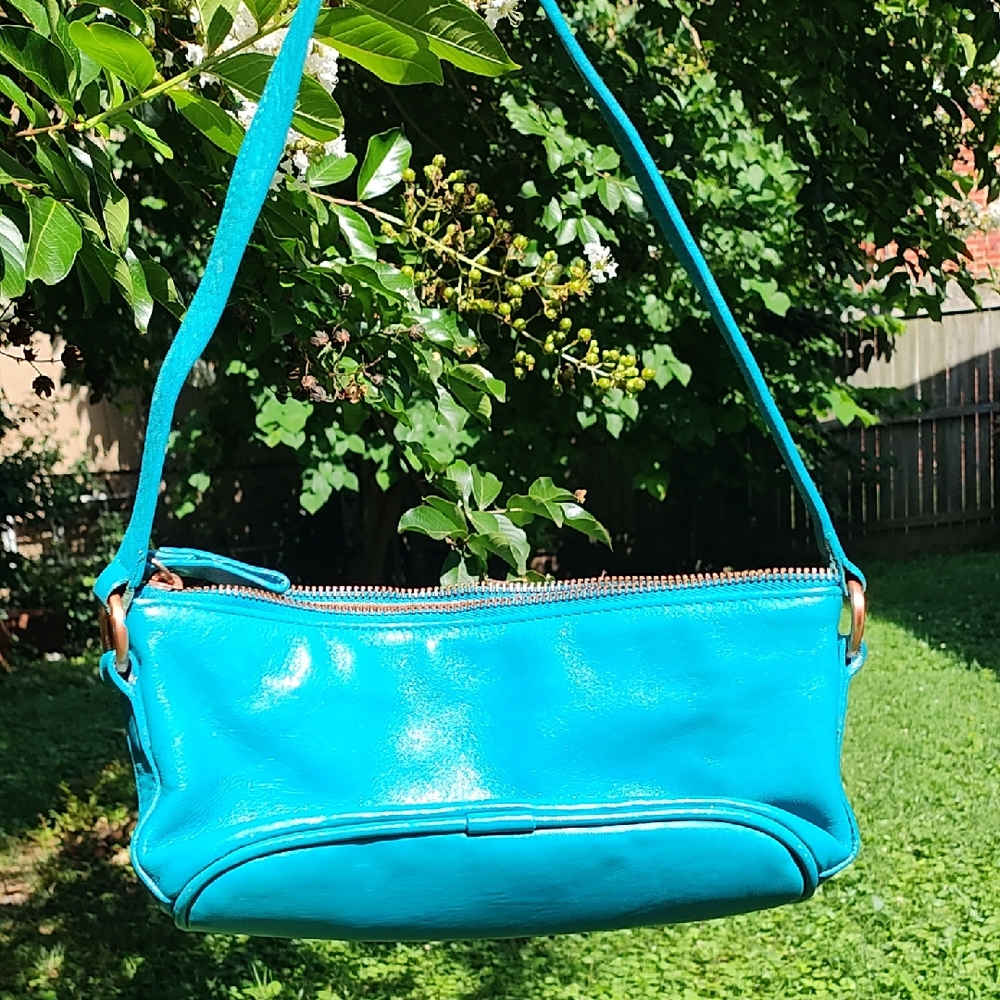 Me Too Blue Shoulder Bag with Glossy Finish